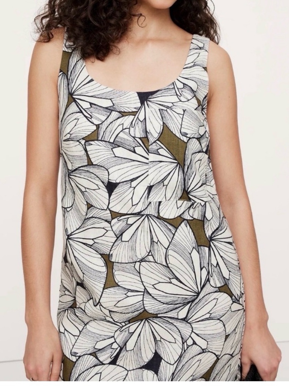 Linen Mini Dress Floral with Pockets
